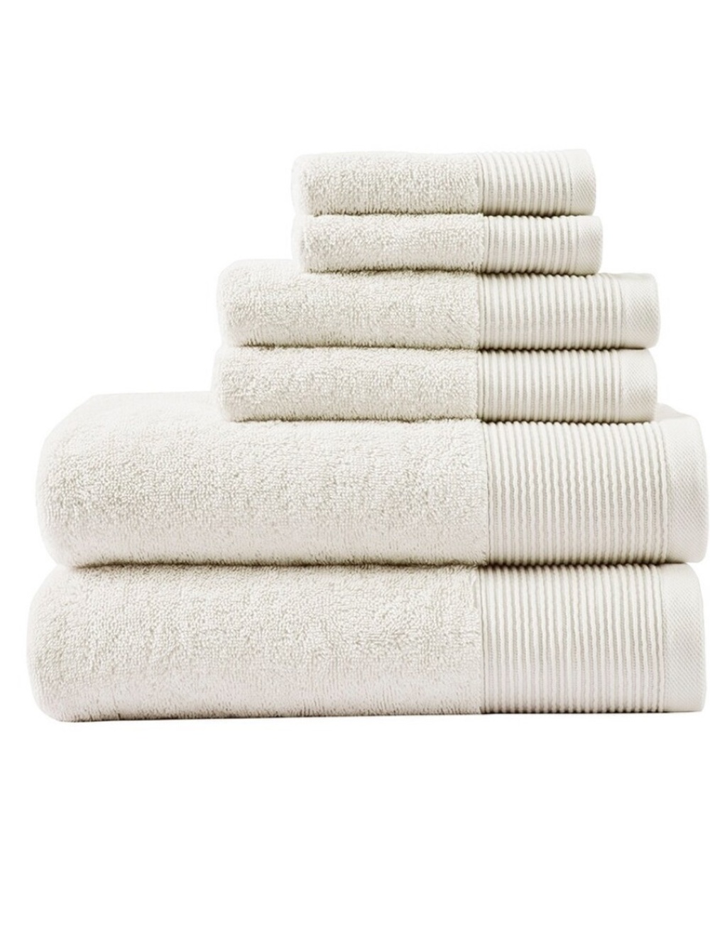 Beautyrest Nuage Cotton Tencel Blend Antimicrobial 6 Piece Towel Set-Ivory